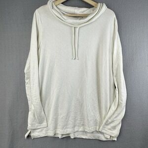 Kim Rogers Tunic Top Womens L Cream Textured Cowl Neck Pullover Capsule